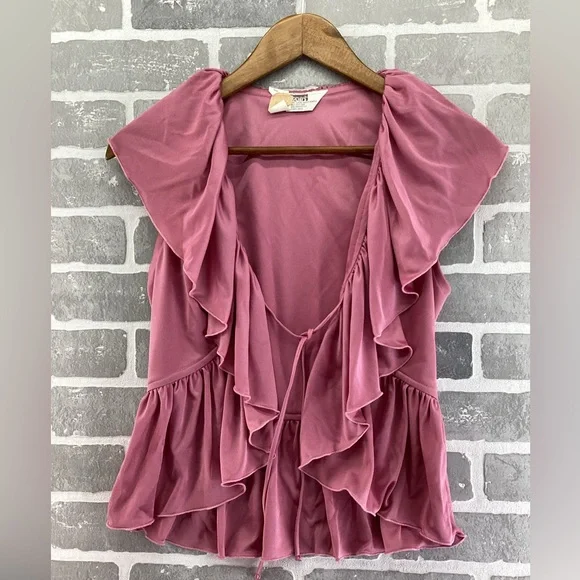 Vintage Montgomery Ward Rose Pink Slip Dress With Matching Ruffle Tied Top Small - Picture 5 of 13